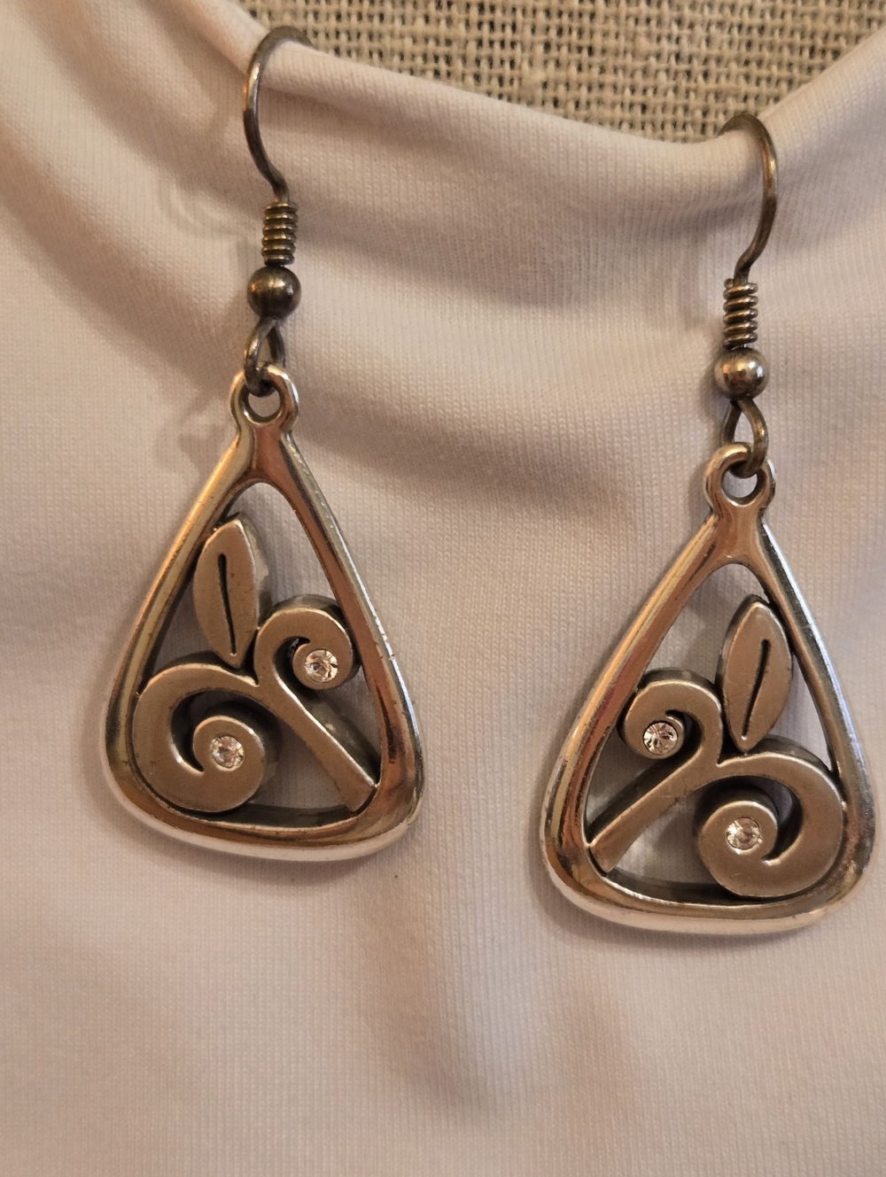 Brighton Silver Plated with Cut Out Elegant Teardrop Filigree Dangle Earrings